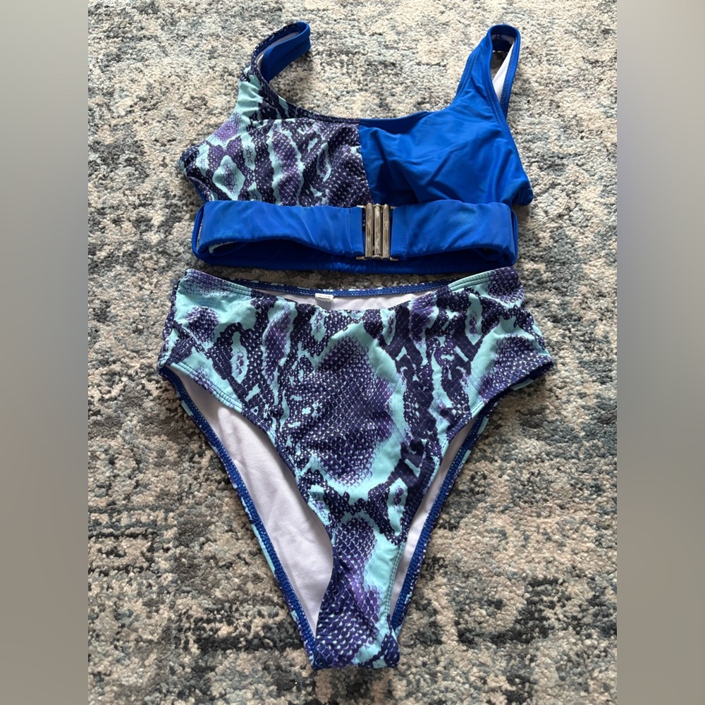 Blue and Purple Bikini Set